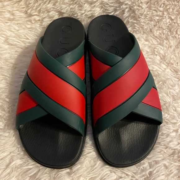 Gucci Agrado Web Stripe Slide Sandal 